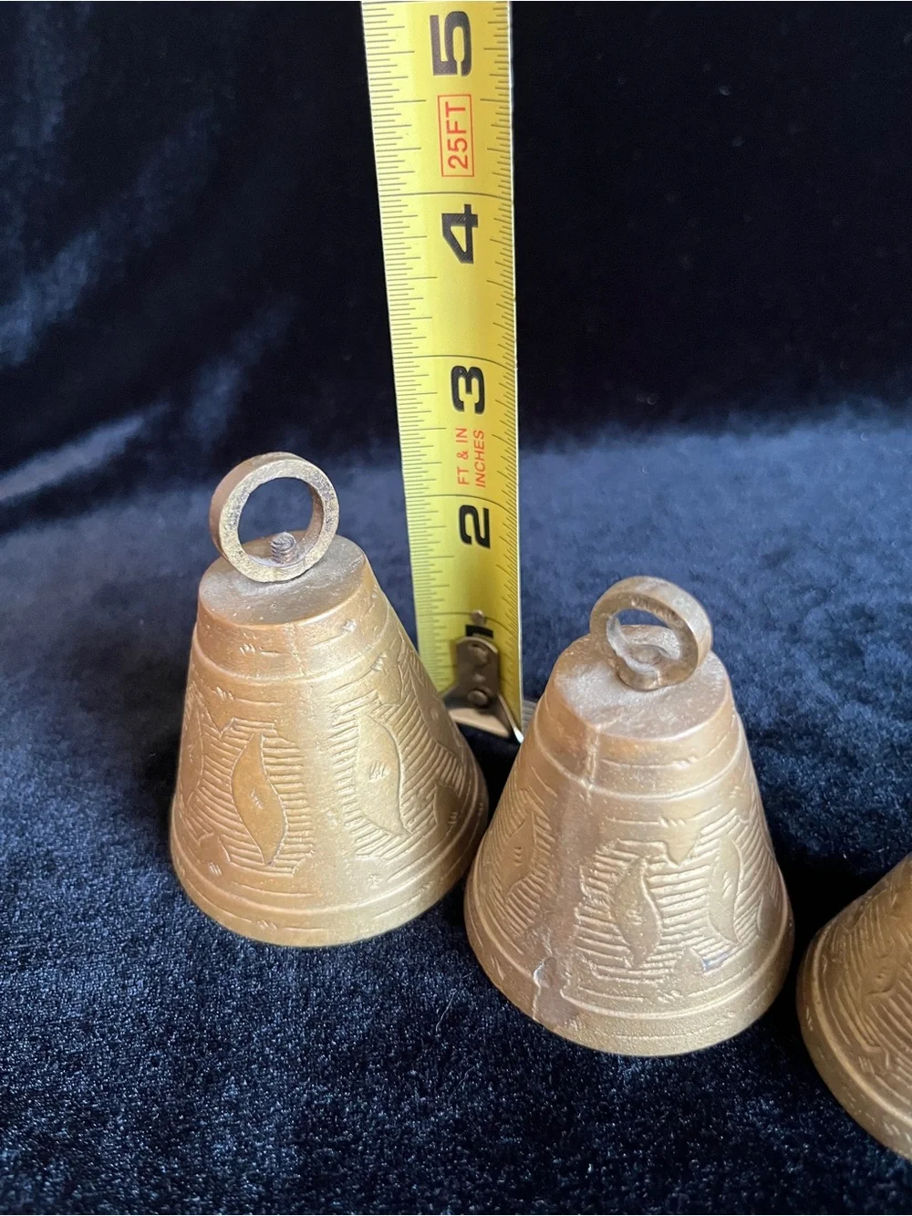 Set of 4 step down size Vintage Brass Camel Bells India